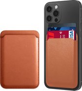 Magnetische pasjeshouder geschikt voor alle iPhone en Magsafe hoesjes - Magsafe Wallet - Kaarthouder pasjes - Magsafe pasjeshouder - Magsafe Kaarthouder geschikt voor iPhone 12/13/14/15/16 (Pro/Pro Max/Plus/Mini) - Pu Vegan Leer - Bruin