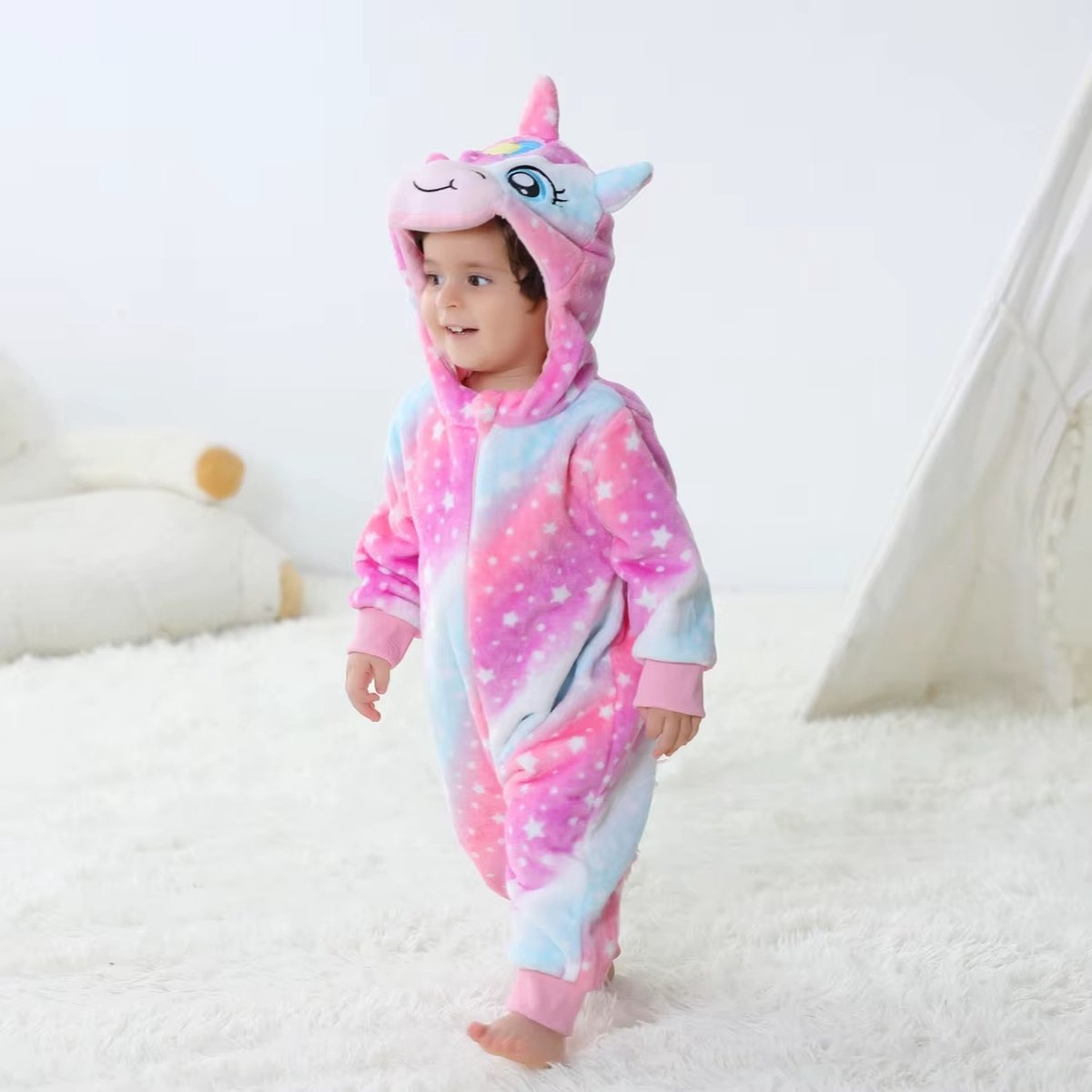 Budino® Baby Onesie - Baby Romper - Baby Pyjama - Baby Pakje - Baby Verkleedkleding - Carnavalskleding - Dier - Unicorn - Roze — afbeelding 7