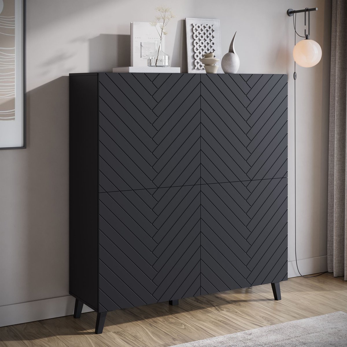 MEUBELLA Dressoir Pulse - Zwart - 120 cm