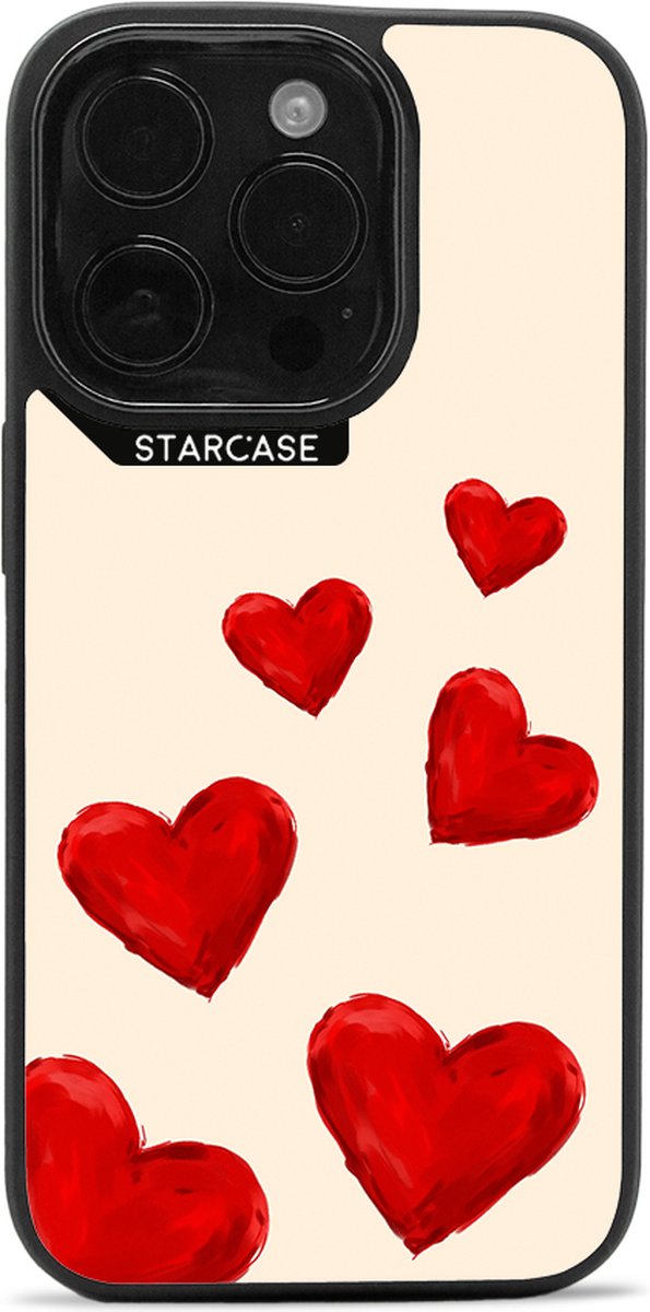 iPhone 16 Pro Max hoesje - magsafe hoesje / Starcase Off White Hearts - Harten / iPhone hoesje met Magsafe - Compact Case
