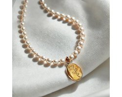 Xuternity® Floral Grace - Aurora Pearl Serie - Elegant Floral Parelketting- Natuurlijke parels - goud ketting - Parelcollier - parel ketting - sieraden - Bijoux - cadeau - cadeau haar - Valentijnscadeaus - verjaardagscadeau - valentijn