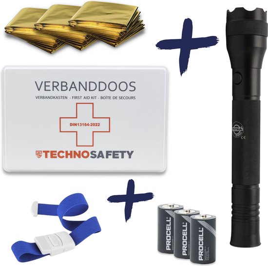 Noodpakket – EHBO – zaklamp – survival set – verbanddoos – nooddeken – stuwband