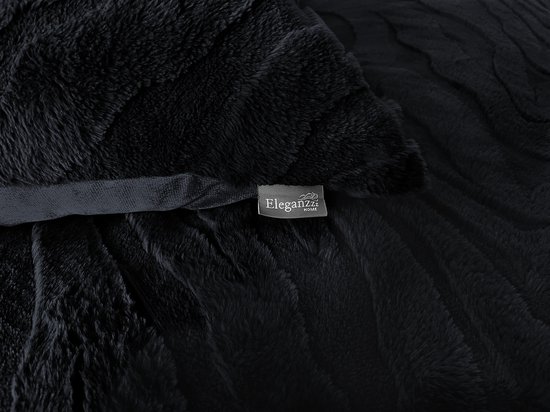 Eleganzzz Dekbedovertrek Jacquard Rabbit Fur - Black - Teddy Pluche - Dekbedovertrek 240x200/220cm - Teddy Dekbedovertrek - Lits Jumeaux dekbedovertrekken - 240x220cm - Fluffy Dekbedovertrek van Merkloos — afbeelding 2
