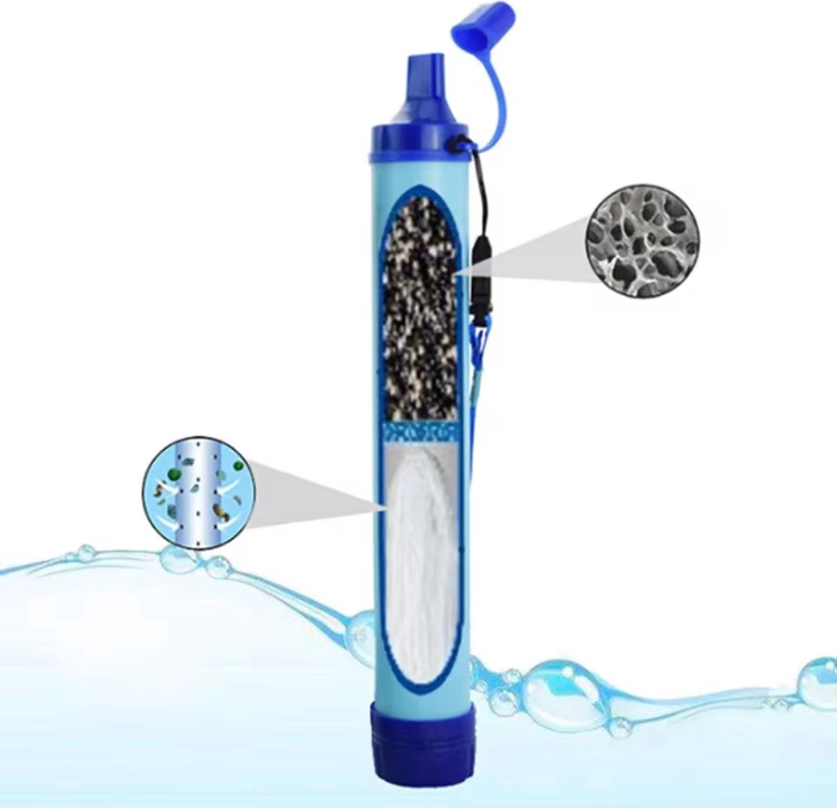 PolkaHome, Waterfilter Survival - Waterfilter Outdoor - Waterzuiveringsapparaat - Waterzuivering Survival Kit, mini draagbare camping, waterbehandeling voor wandelen, kamperen, reizen, backpacking, outdoorsport en noodsituaties. Verwijdert bacteriën