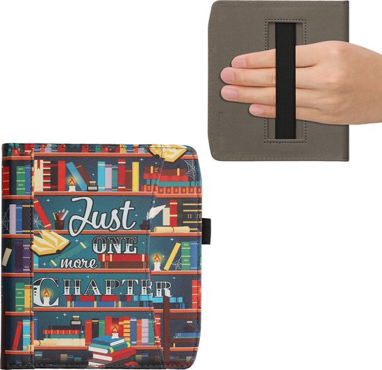 kwmobile flip cover geschikt voor Pocketbook Era / Era Color - Hoes met handgreep en voorvak voor e-reader - Book case in meerkleurig - bibliotheek design van Merkloos — afbeelding 2