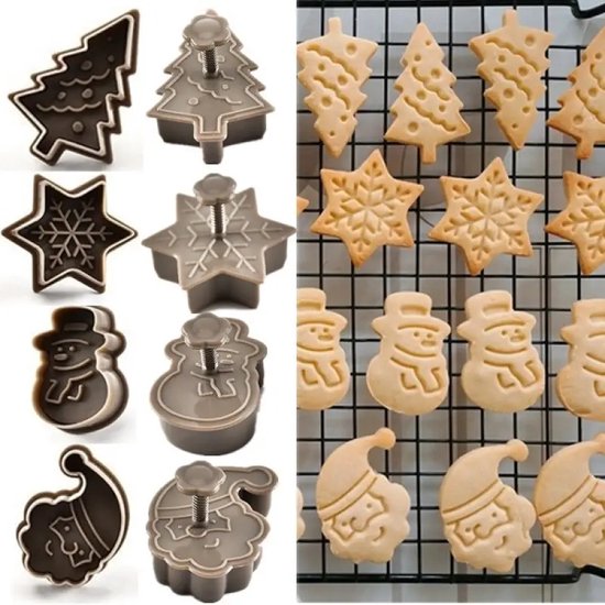 Set de 4 emporte-pièces à biscuits de Noël – Bonhomme de neige, flocon de neige, arbre de Noël et Père Noël – Outils de cuisson pour décorations festives et biscuits – Perfect pour le plaisir de cuisiner de Noël