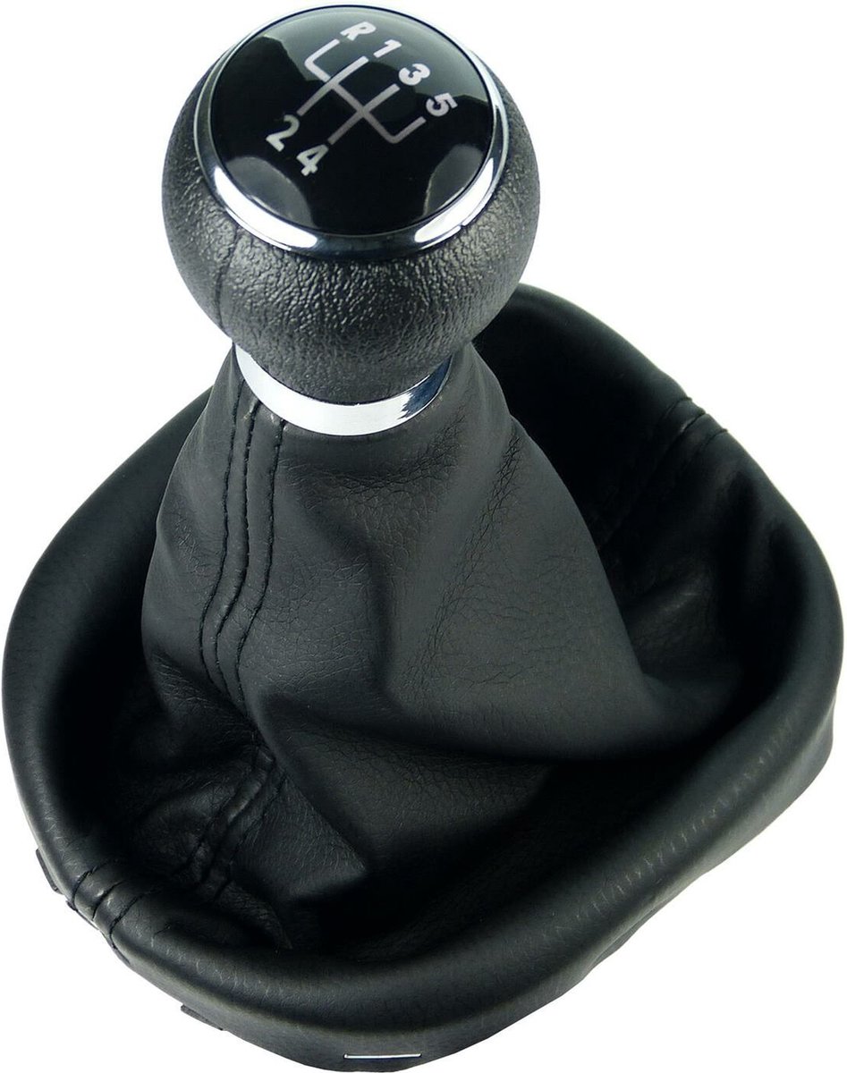 Pookkknopset Geschikt voor Volkswagen Touran zwart 03-2003/ 07-2010 of Caddy (6 versnellingen) VW Pook Touran versnellingspook met pookhoes VW