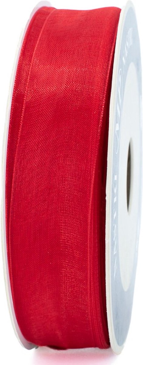 Organza lint - Rood - 25 mm - Rol a 50 meter