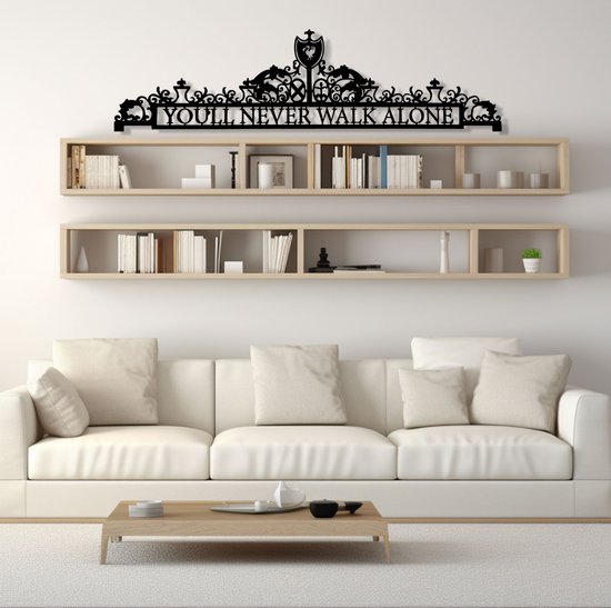 Décoration murale Liverpool - Vous ne marcherez jamais seul - Décoration murale en métal - Décoration murale en métal - Logo de supporter de football
