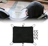 Relaxdays bagagenet motor & fiets, set van 4, 40 x 40 cm, 6 haakjes, elastisch net voor fietsmand & bagagedrager, zwart