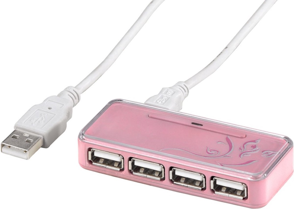 Hama USB-hub Opkomst 1:4 Roze