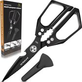 Ciseaux de cuisine professionnels HI NATURE™ lavables au lave-vaisselle – Ciseaux à viande et à Kip Heavy Duty – Ciseaux de ménage – Ciseaux avec protection (noirs)