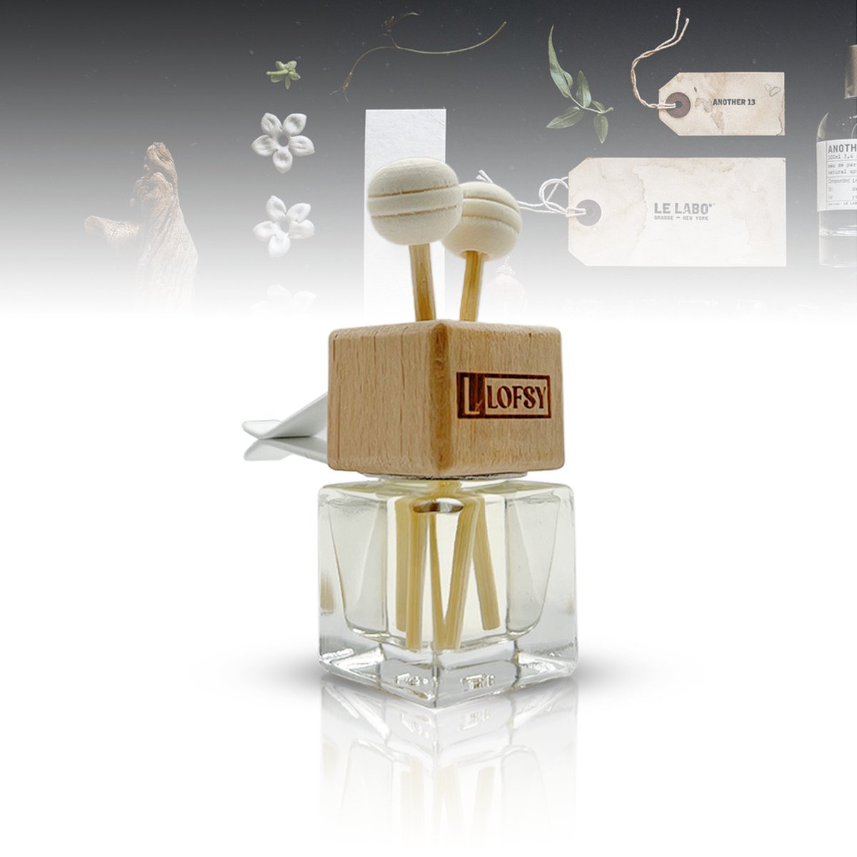 Goedkoopste Lofsy Le Sant no. 33 autoparfum - Auto parfum - Inspired Collection - Geïnspireerd op Santal 33 - Autogeur - Auto verfrisser - Auto accessoires - Transparante fles