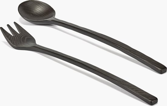 Serax Marie Michielssen La Mère set de 2 couverts à salade L37cm frêne carbonisé noir