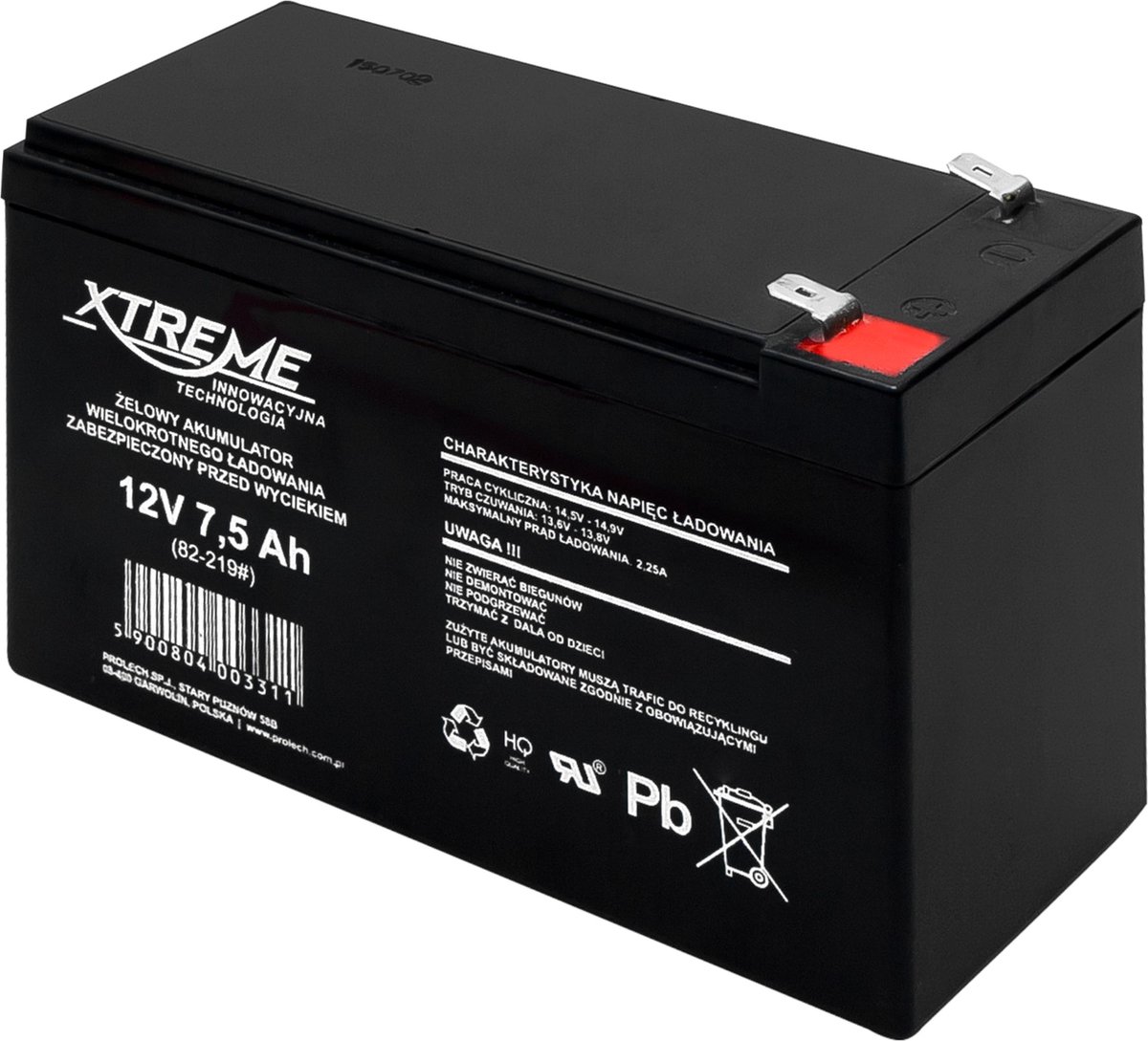 Xtreme gel accu 12V 7,5Ah AGM