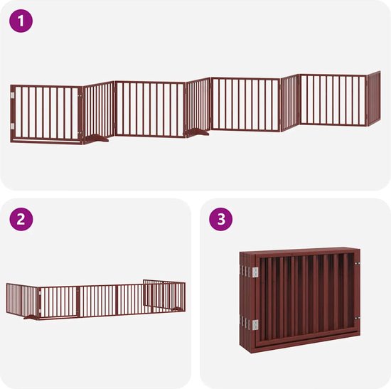 vidaXL - Hondenhek - inklapbaar - 8 - panelen - 640 - cm - populierenhout - bruin