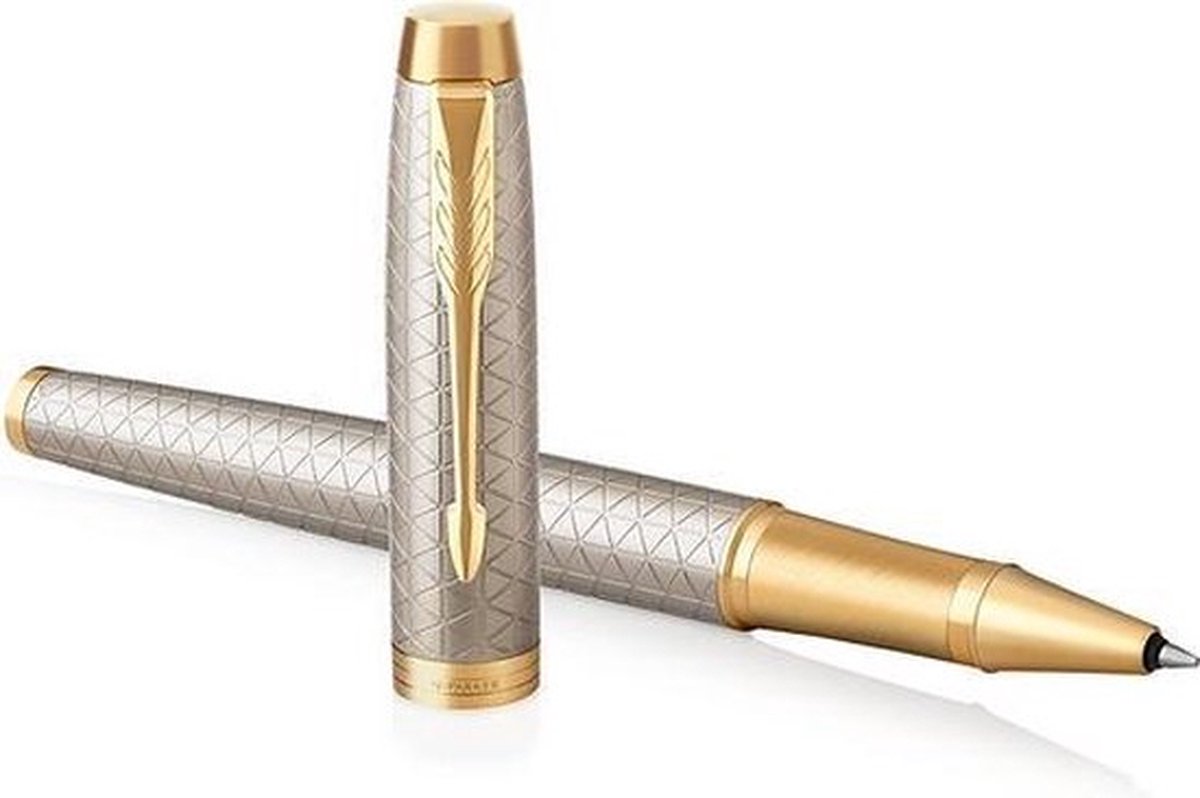 Parker IM-rollerballpen | Premium Warm Zilver | Fijne penpunt | Zwarte inkt | Geschenkverpakking