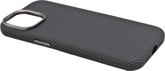 IYUPP Hoesje geschikt voor iPhone 15 Hoesje Carbon - Geschikt voor MagSafe - Carbon Textuur - Shockproof Back Cover - Zwart
