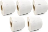 Label Tape Geschikt voor Dymo 99014 | 101 x 54 mm | S0722430 - Wit - 220 labels per Rol - 5 stuks - Geschikt voor: 310 320 330 400 400 Turbo 400 Duo 450 450 Turbo 450 Twin Turbo 450 Duo 4XL Wireless