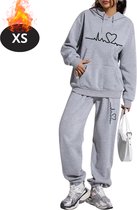 Livano Ensemble de jogging - Ensemble domicile - Adultes - Survêtement - Confortable - Pantalon de survêtement - Survêtement - Femme - Hiver - Gris clair - XS