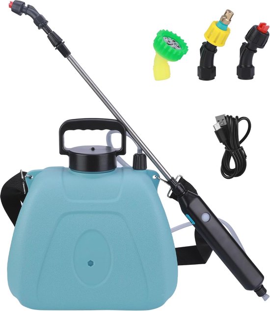 Buithafu Elektrische Gartenspritze 5L/ 1. 35 Gallonen, 4000mah Tragbar Gartenspritze, Elektrischer Pflanzensprüher mit 3 Nebeldüsen und einziehbarem Stab für Rasen, Garten, Hof