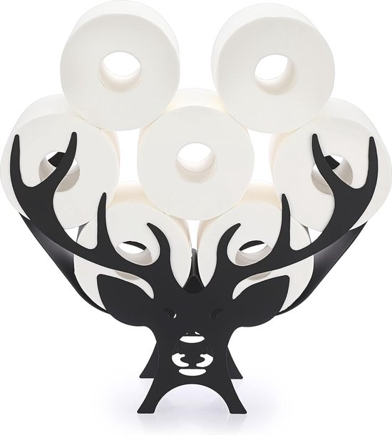 Porte-papier toilette noir mat de style animal – Autonome et mural – Rangement unique Papier toilette pour salle de bain et Cuisine