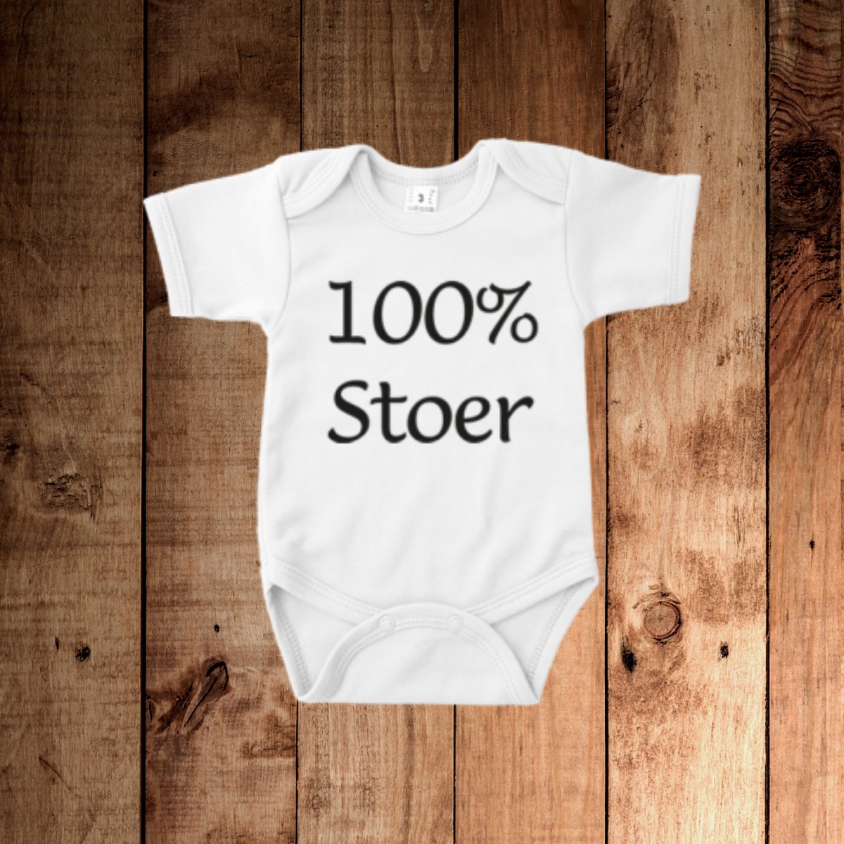 Stoere Baby Romper van Katoen - "100% Stoer" - maat 68