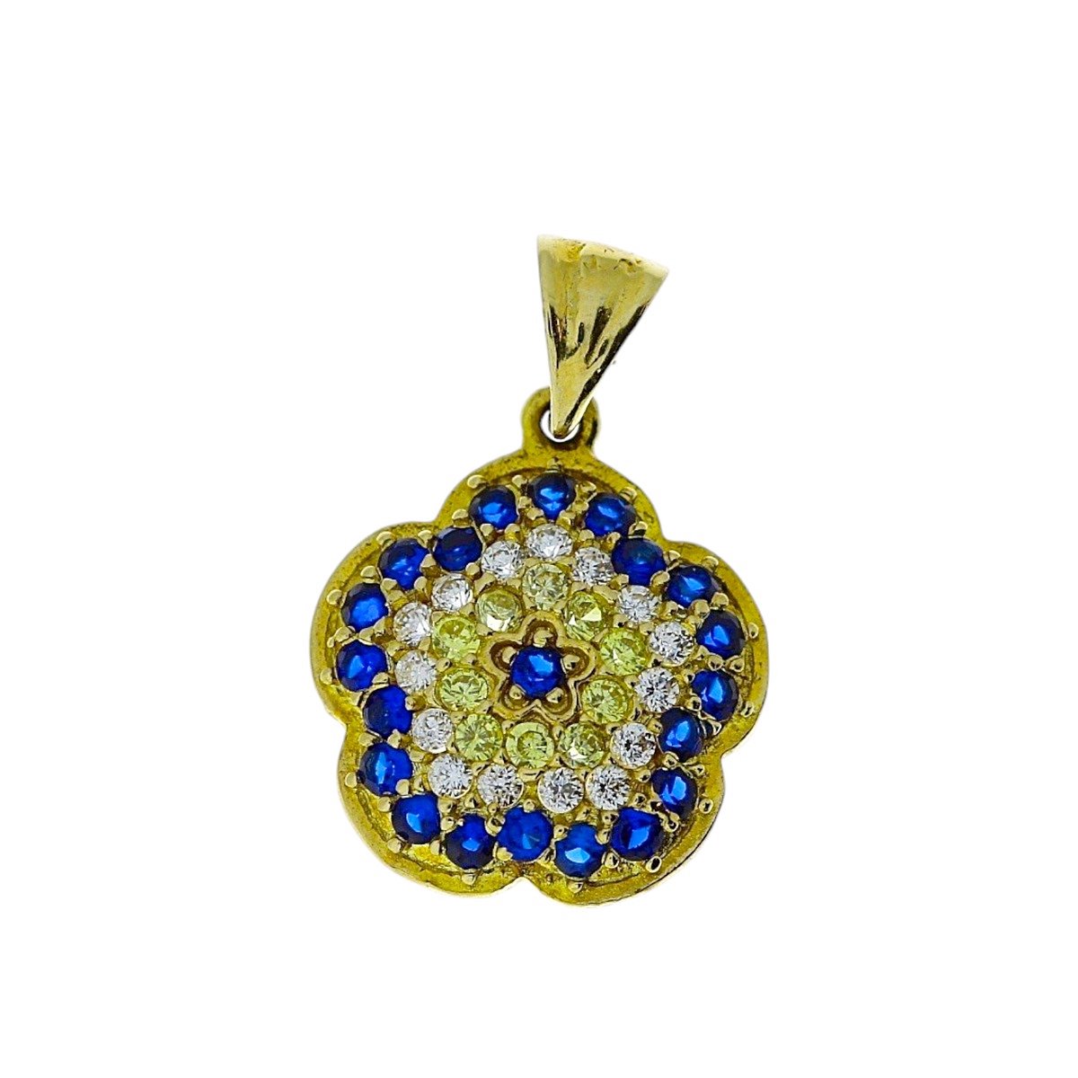 Gouden Boze Oog Hanger | Zirkonia | Bloem | 14 karaats