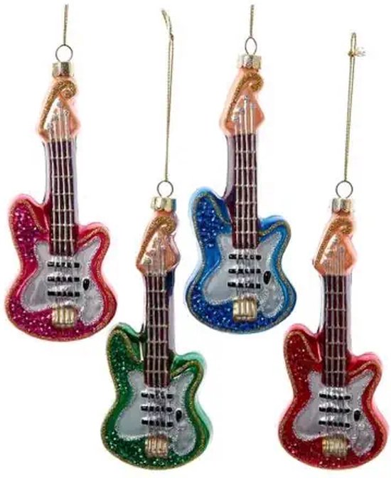 Kurt S. Adler - Noble Gems Glas Elektrische Gitaar Ornament, 1 Willekeurig