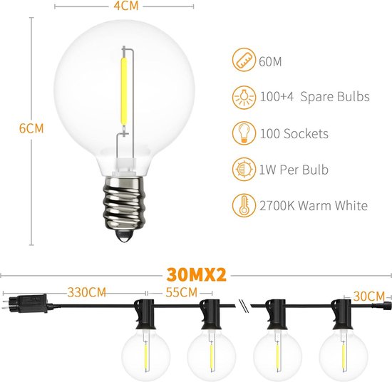 Lumières de fête Equivera pour l'extérieur - Lumières de fête en Plein air - Lumières de fête en Éclairage de fête lumineuses en plein air - Lumières de fête - Lampe disco de lumières de fête - Rendez votre fête encore plus atmosphérique !