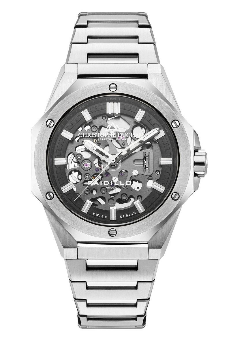 Luxe mannenhorloge Christophe Duchamp Raidillon Skeleton Automatic Silver