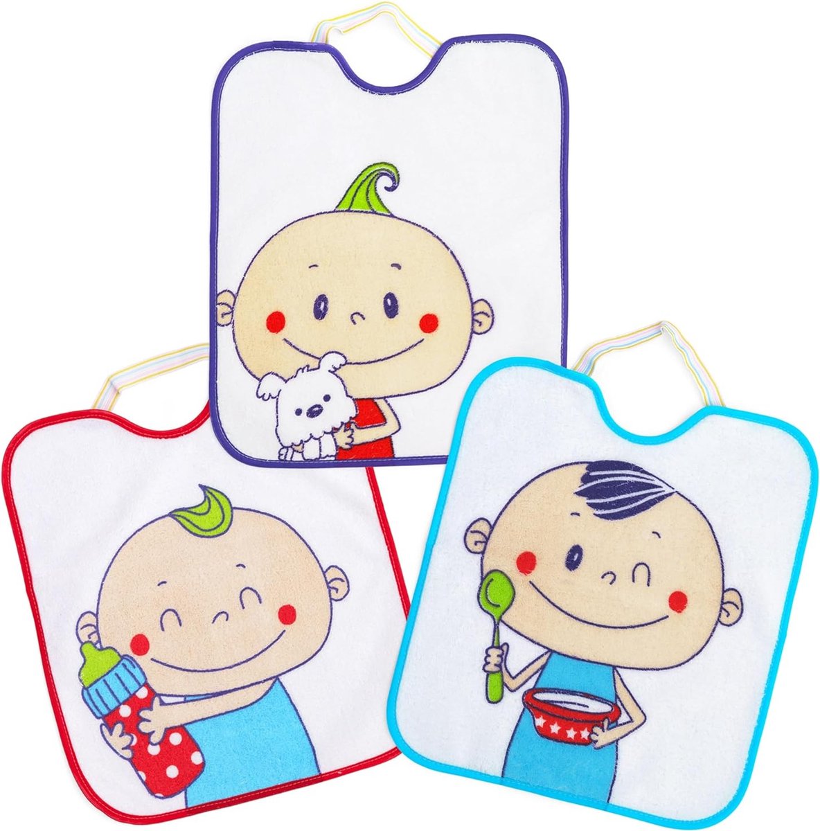 Goedkoopste Kerstslabbetje met plastic voering en elastiek, 4 stuks, Bedrukte microvezel