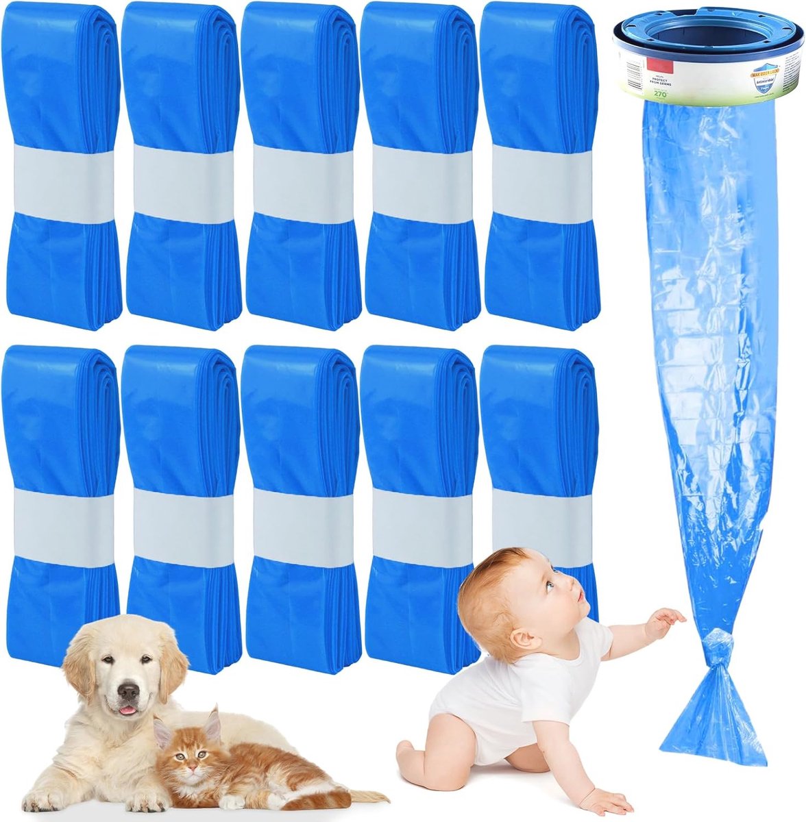 Goedkoopste Navulzakken voor kattenbakvulling - 10 stuks geurige navulzakken voor herbruikbare systemen