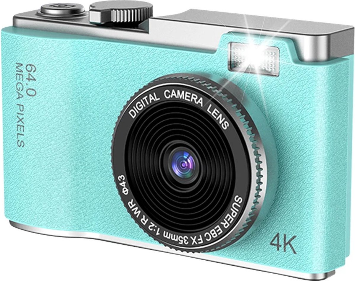 Compact Camera - Retro Camera - Compactcamera's - Compact Camera Fototoestel - 64mp - Blauw - Inclusief 64GB Opslagkaart
