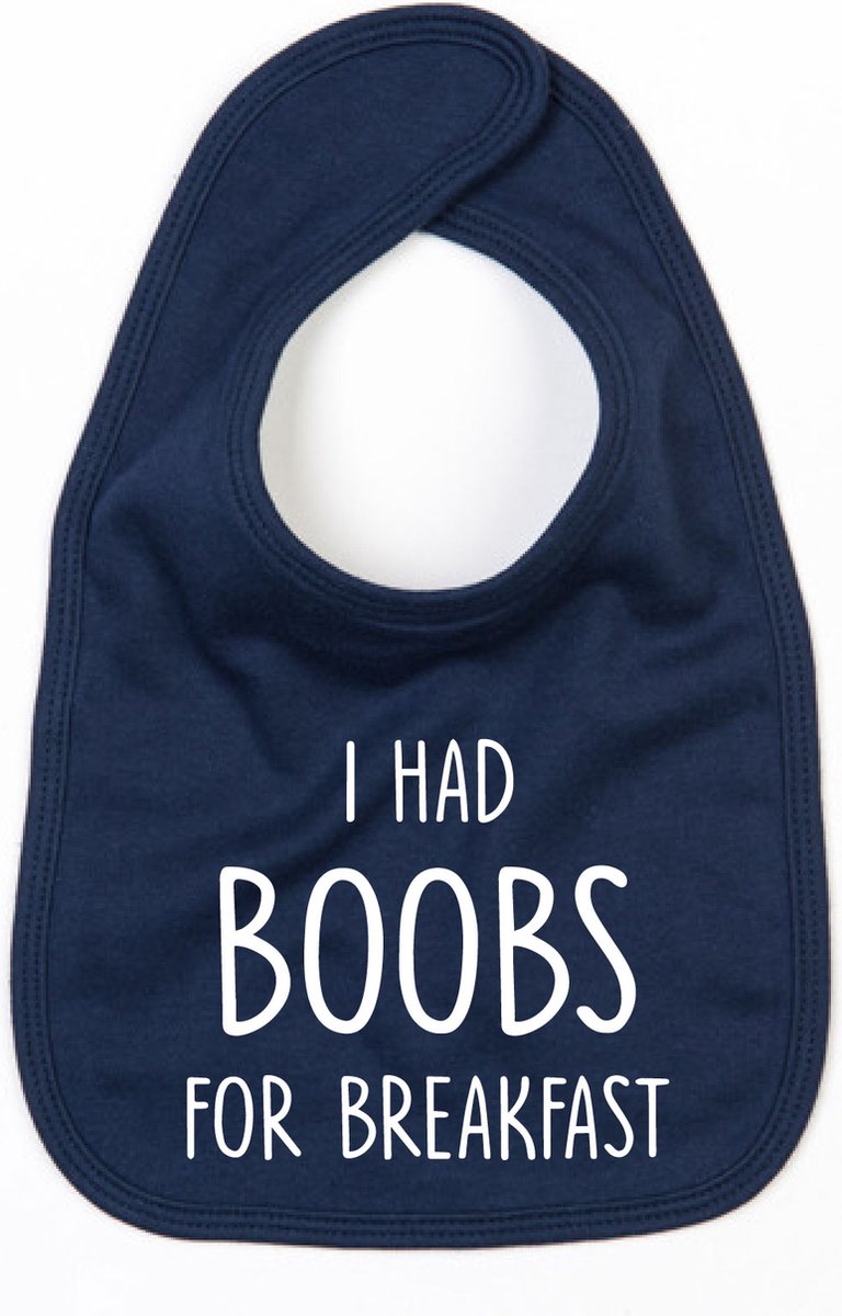 Goedkoopste Slabbetje Boobs for breakfast-Donker Blauw-One Size