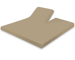 Eleganzzz Splittopper Hoeslaken Jersey Stretch - Zand - Hoeslaken 160x200cm - 100% Katoen - Split Enkel - Single Split Topper - Hoeslakens - Tweepersoons