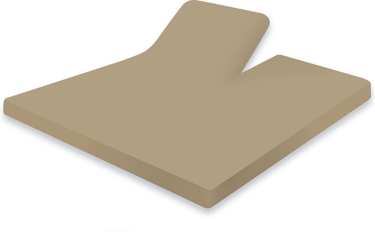 Eleganzzz Splittopper Hoeslaken Jersey Stretch - Zand - Hoeslaken 180x200cm - 100% Katoen - Split Enkel - Single Split Topper - Hoeslakens - Lits Jumeaux