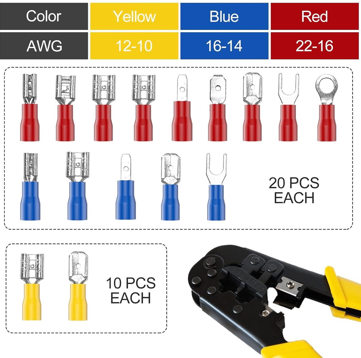 Elektrische Krimpkabelschoenen 280 Stuks Kabelschoenen En Kits Platte Ringkabelschoenen Connectoren Kit 2041183669