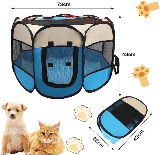 JVHLOV Puppyren 91 x 91 x 58 cm, opvouwbare box voor huisdieren, draagbare puppybox, dierenbox, voor honden, hazen, cavia's, katten, binnen en buiten, reizen, kamperen
