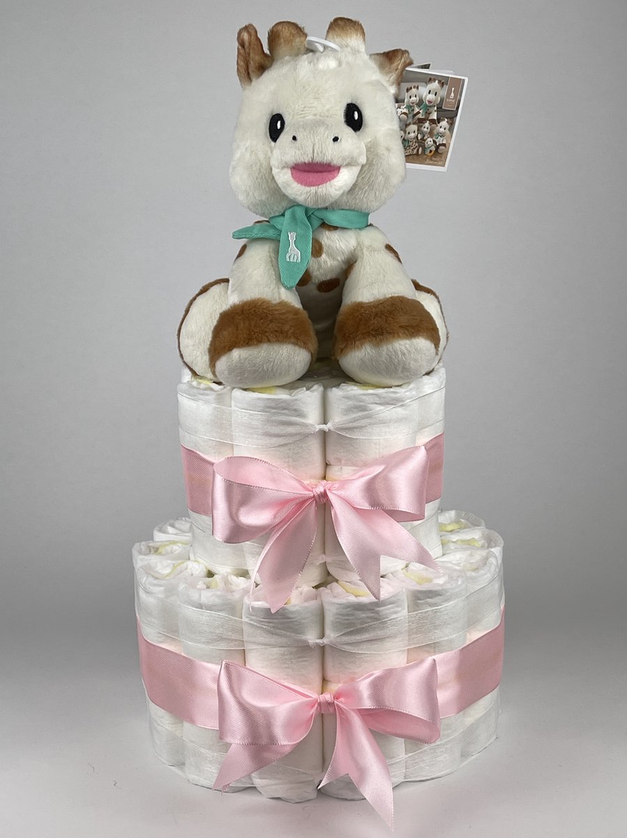 Goedkoopste Chouette-Chouette | Luiertaart Meisje | Kraamcadeau | Geboorte Meisje | Babyshower | 2L Sophie de giraf Midi Roze
