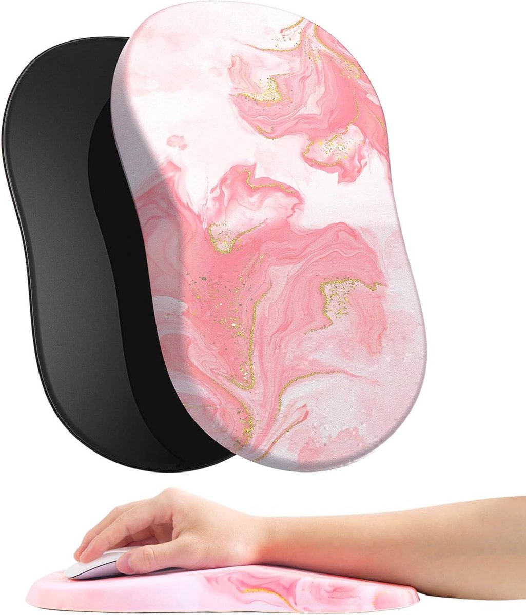Ergonomische muismat met polssteun - Pijnverlichting en antislip ontwerp voor kantoor en thuis (roze)