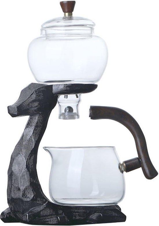 Maken Kungfu Automatische Theeset - Hittebestendige Glazen Theepot Met Houder Base en Infusers