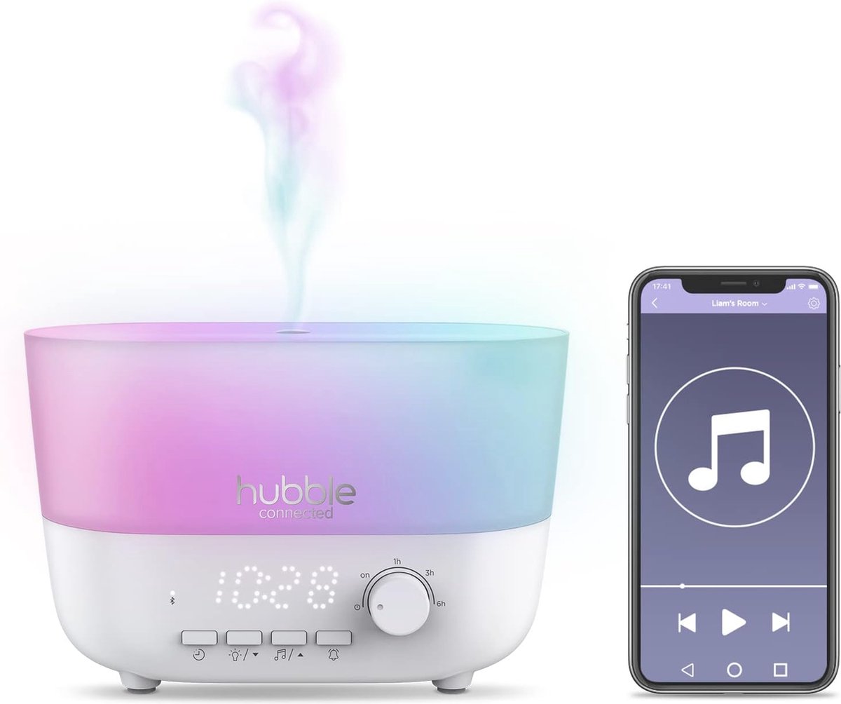 Slimme Luchtbevochtiger 5-in-1 voor Baby's met Aroma-Diffuser, Bluetooth Speaker en Nachtlamp