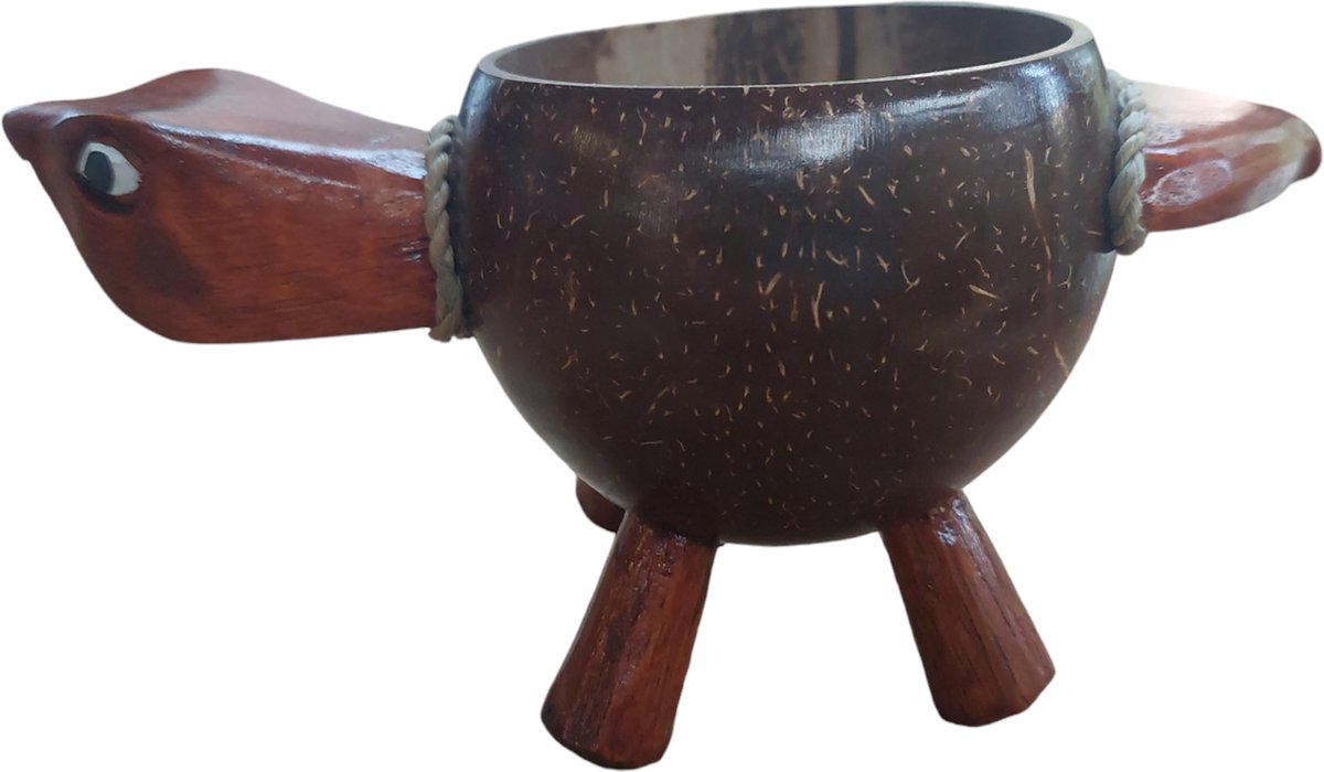 Floz Design houten bakje van een kokosnoot - schildpad model - geef een duurzaam en uniek cadeau - voor iedere leeftijd geschikt - fairtrade uit Thailand