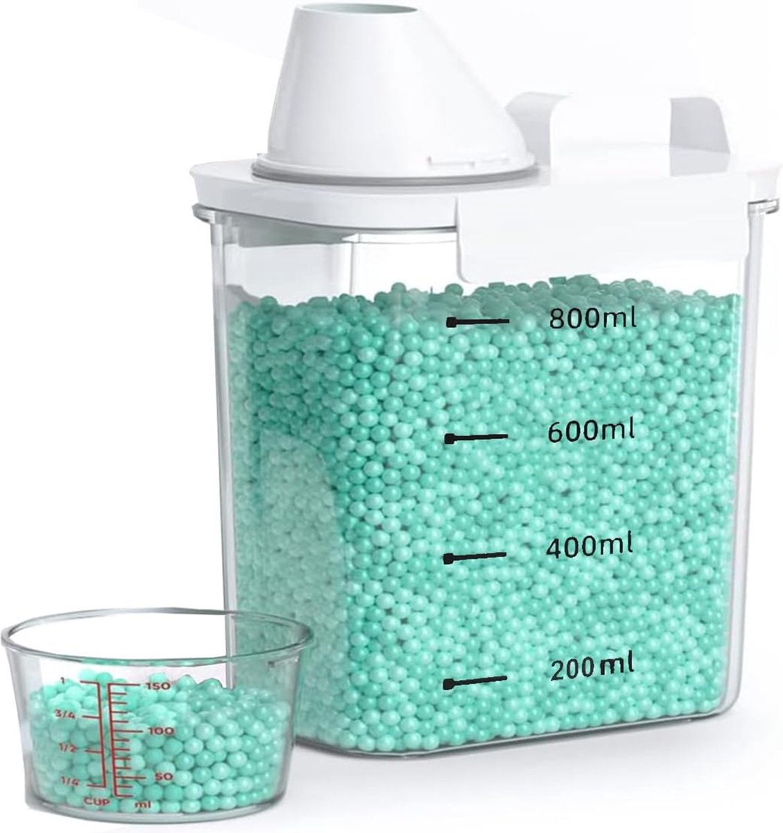 Goodivery ® Handige Opslagdoos voor Wasmiddel met Meetbeker en Luchtdichte Sluiting