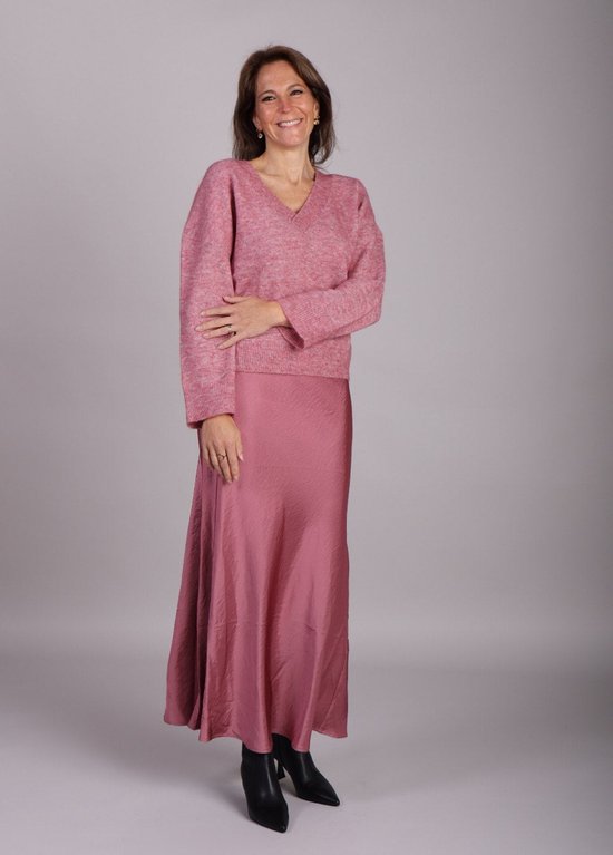 Jupe longue satinée rose Maila - mbyM