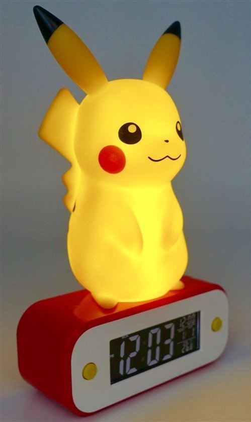 Réveil Lumineux Pikachu TEKNOFUN - Affichage Heure/Date/Température, Alarme Programmable