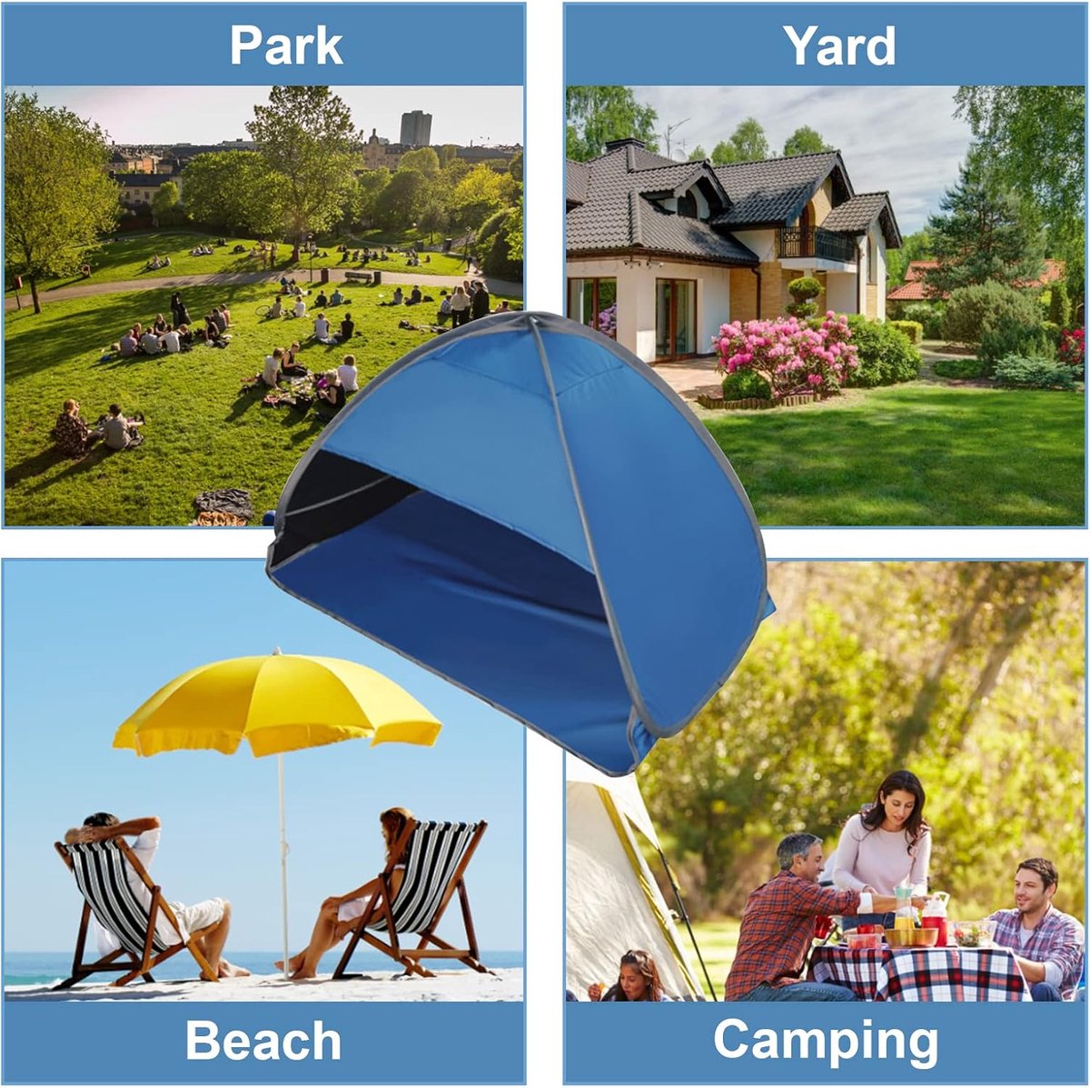 Pop-Up Tent - Baby Speeltent - Windscherm - Draagbaar - Mini Hoofdtent - Hond Kat Camping Tent - Snel Op Te Zetten - Waterdicht - Lichtgewicht - Voor Anti-Uv Winddicht Gezicht Hoofdschaduwbescherming Tent - 80x50x55 Cm - Blauw - 1 Stuk — cadeau in Spellen & Speelgoed - foto 4