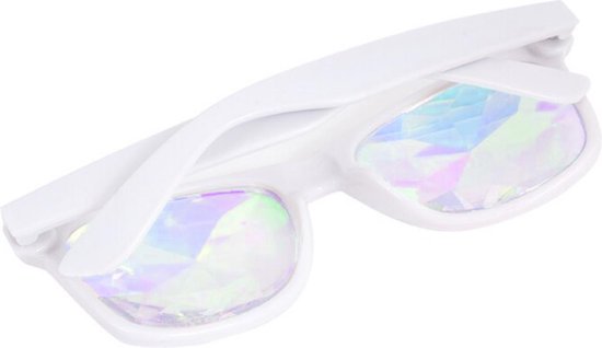 Caleidoscoop bril Wayfarer wit - spacebril diamant space holografisch