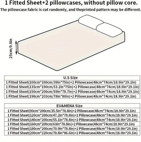Set de Hoeslaken 3 pièces Bovista - Kussensloop Beddengoed et taie d'oreiller inclus - Vert menthe 135 x 190 cm
